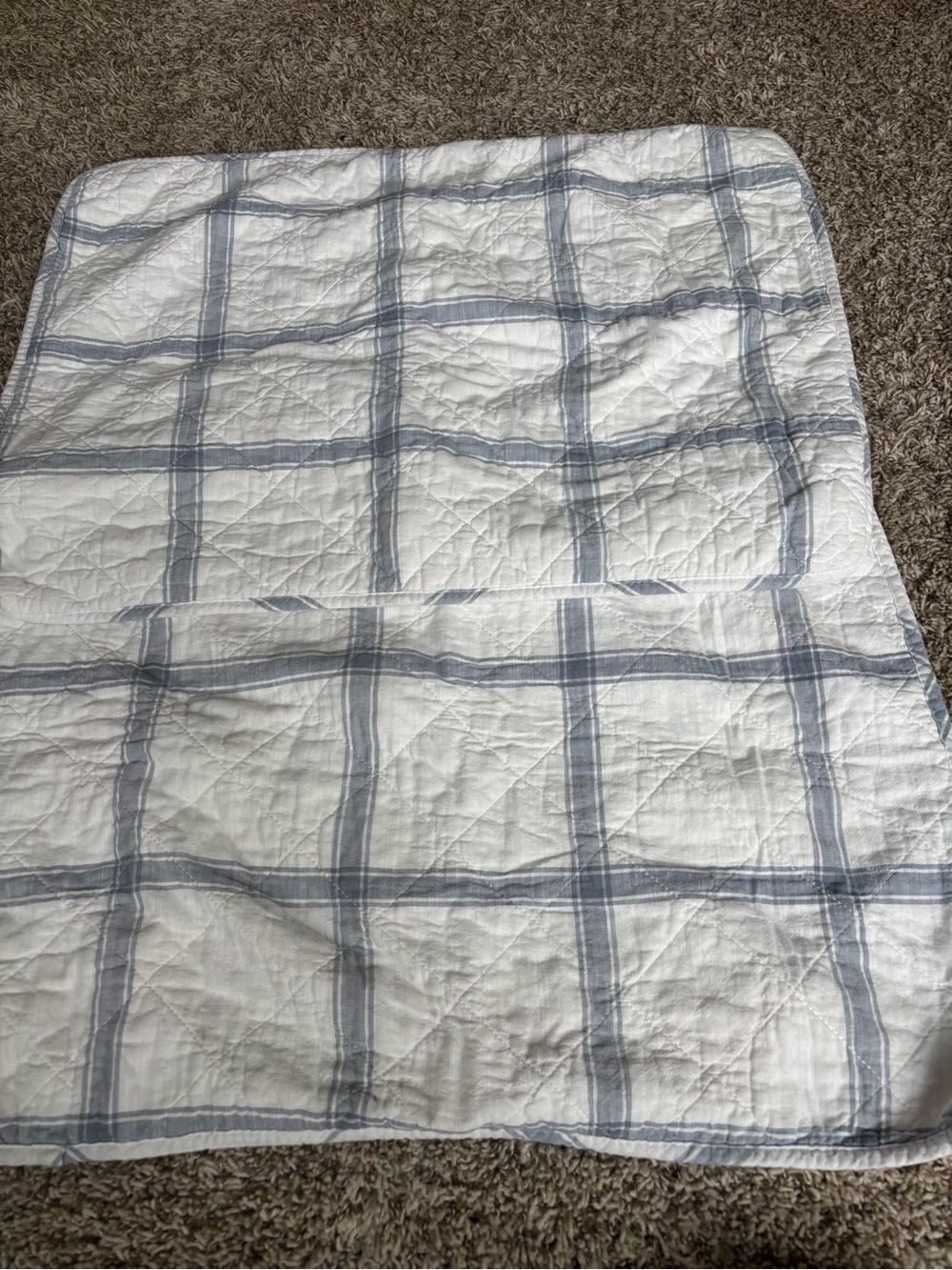 Brooks Brothers White Quilt with Light Blue Windowpane Check